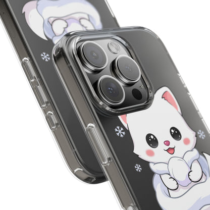 Kawaii Arctic Fox Phone Case, Cute Snow Day Gift