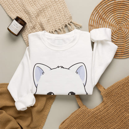 Christmas Cookie Fox Sweatshirt, Kawaii Arctic Fox Crewneck