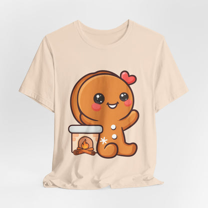 Christmas Gingerbread Man T-Shirt, Cozy Kawaii Holiday Tee
