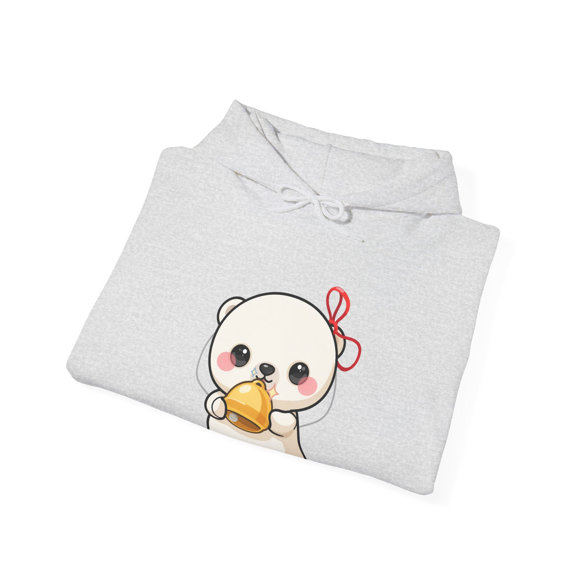 Kawaii Polar Bear Hoodie, Cute Jingle Bell Sweatshirt