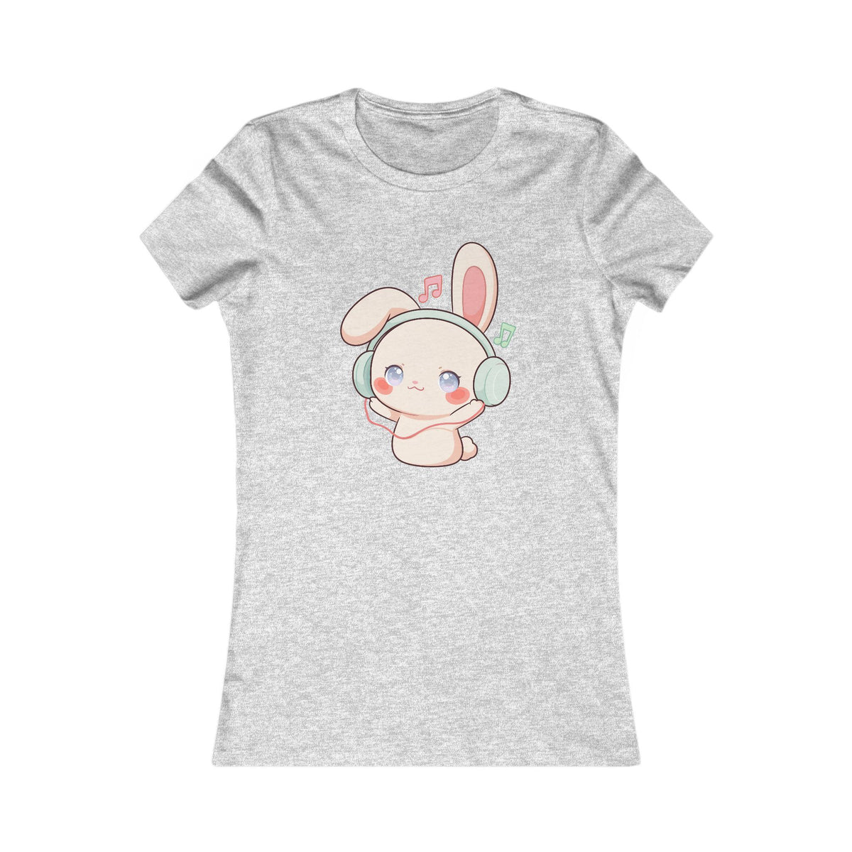 Kawaii Bunny Music Shirt for Women, Cute Headphone Rabbit Tee