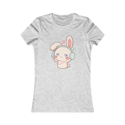 Kawaii Bunny Music Shirt for Women, Cute Headphone Rabbit Tee