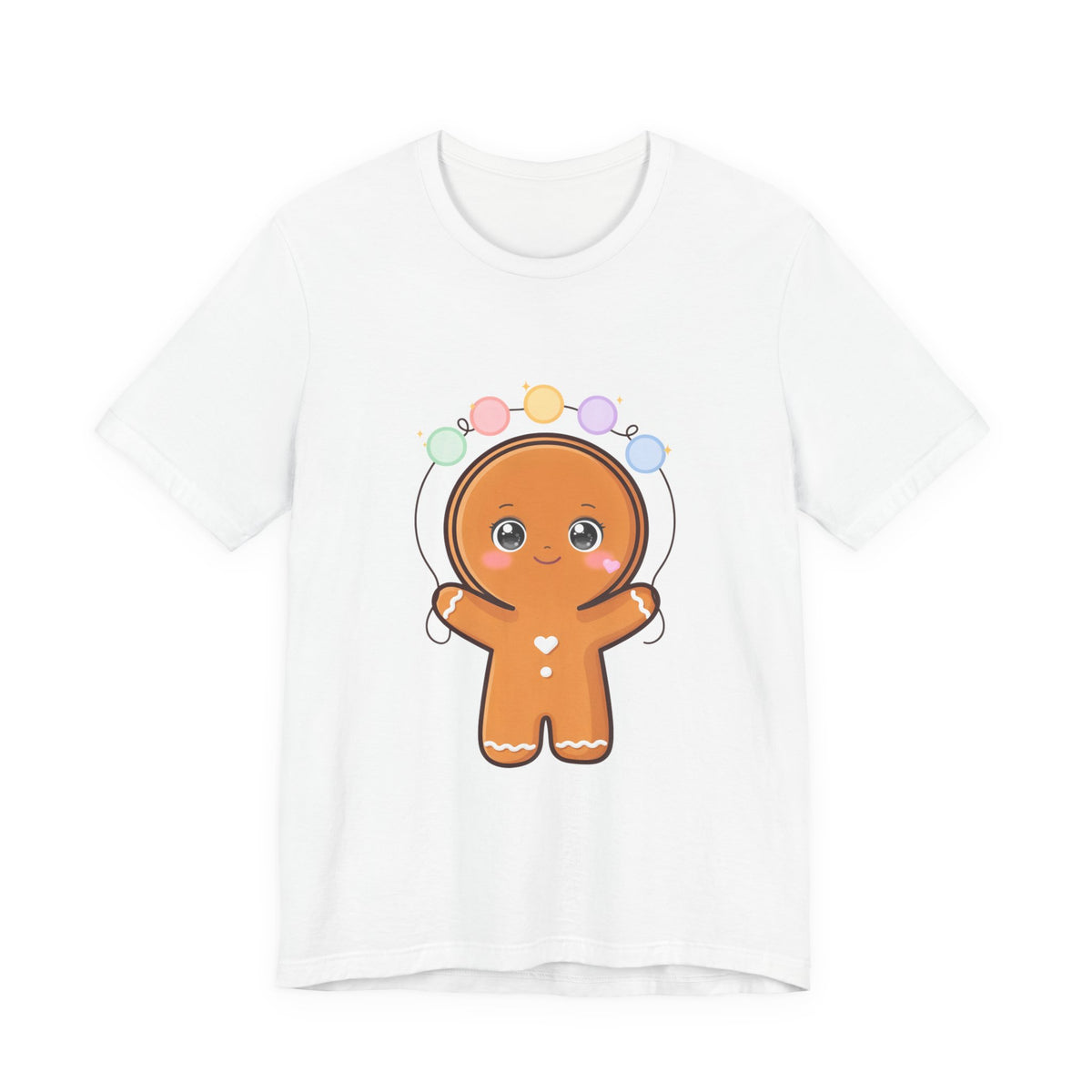 Kawaii Gingerbread Man Christmas T-Shirt, Cute Holiday Tee