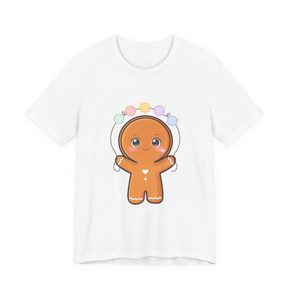 Kawaii Gingerbread Man Christmas T-Shirt, Cute Holiday Tee