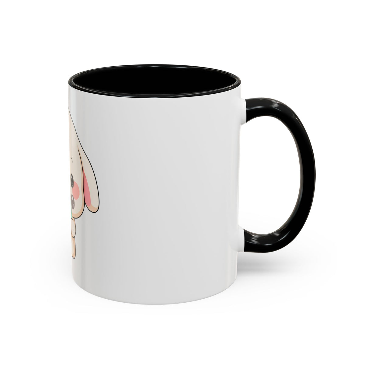 Kawaii Bunny Accent Coffee Mug, Cute Ice Cream Rabbit