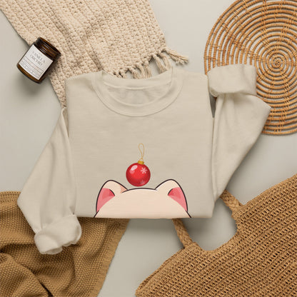 Kawaii Arctic Fox Christmas Sweatshirt, Cute Holiday Crewneck