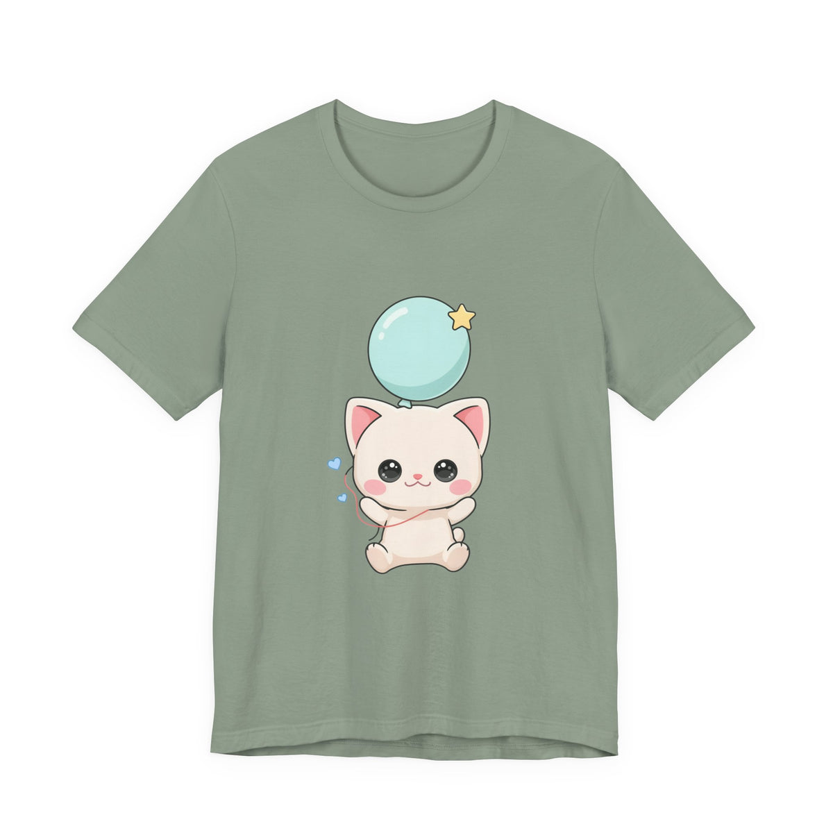 Kawaii Cat Balloon T-Shirt, Cute Chibi Kitty Tee