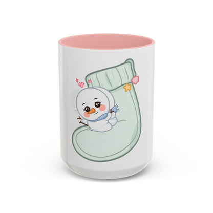 Christmas Snowman Accent Coffee Mug, Cute Holiday Gift