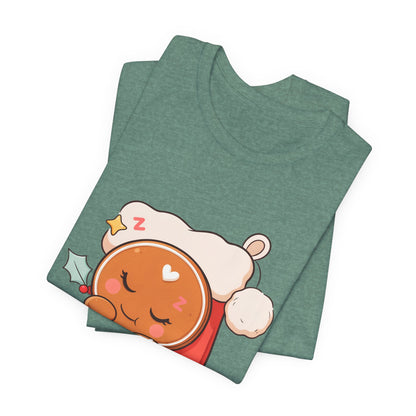 Sleeping Gingerbread Man Christmas T-Shirt, Kawaii Holiday Tee