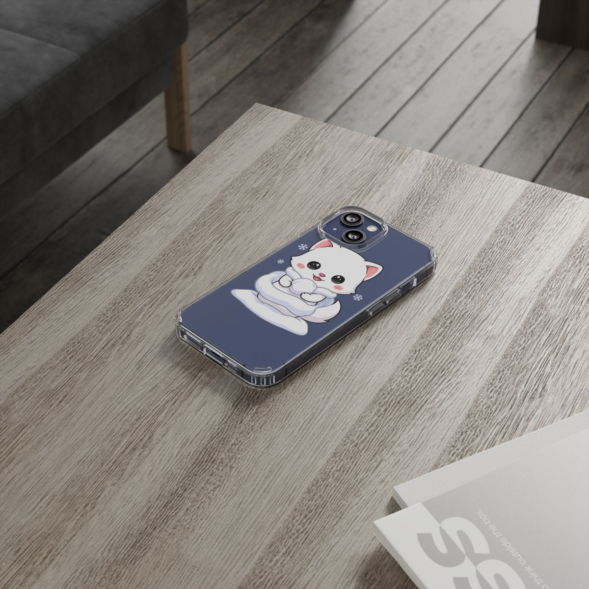 Kawaii Arctic Fox Phone Case, Cute Snow Day Gift