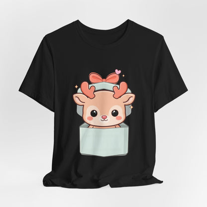 Kawaii Reindeer T-Shirt – Cute Gift Box Christmas Tee