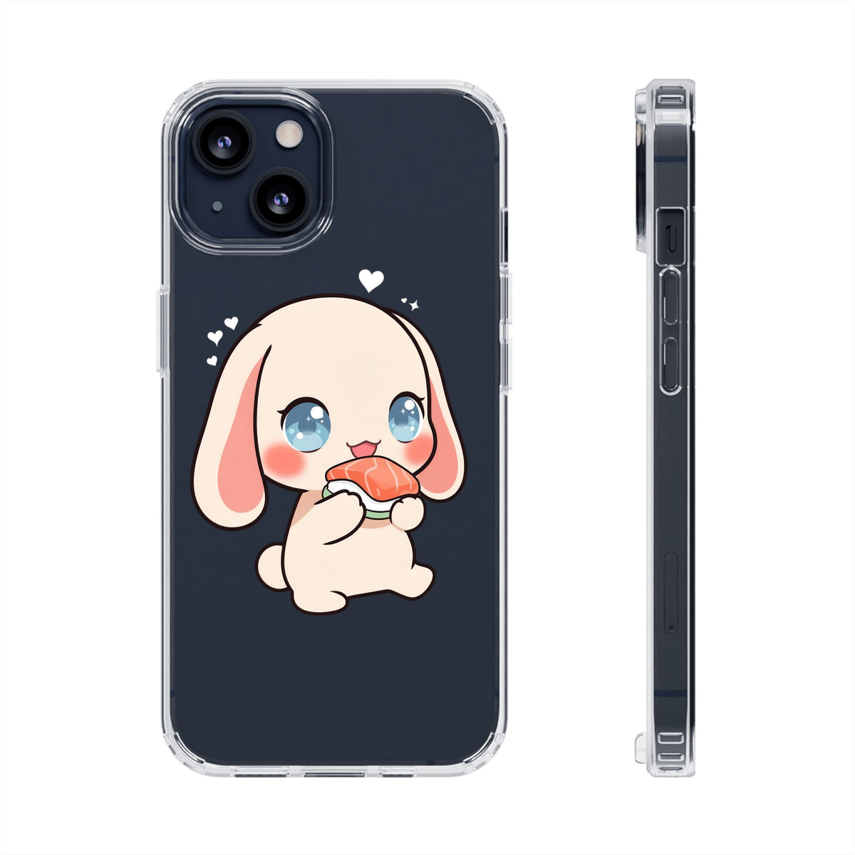 Kawaii Bunny Sushi Phone Case, Clear Impact-Resistant