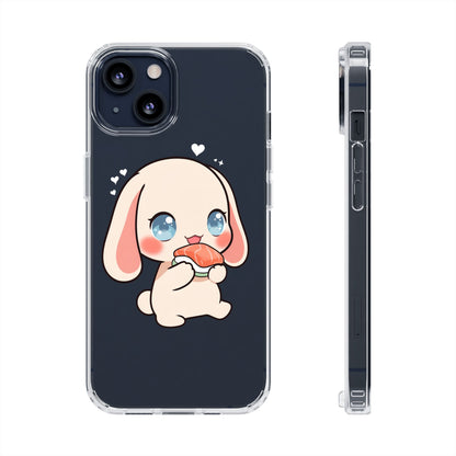 Kawaii Bunny Sushi Phone Case, Clear Impact-Resistant