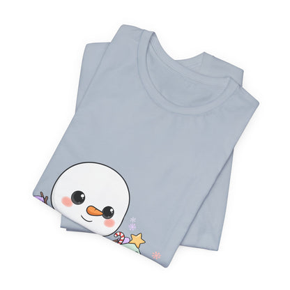 Kawaii Snowman Christmas T-Shirt for Festive Outfits