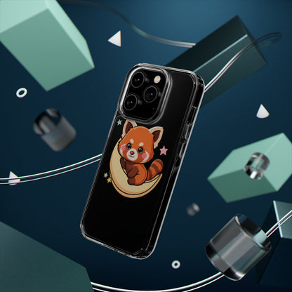 Red Panda Phone Case, Kawaii Moon Companion