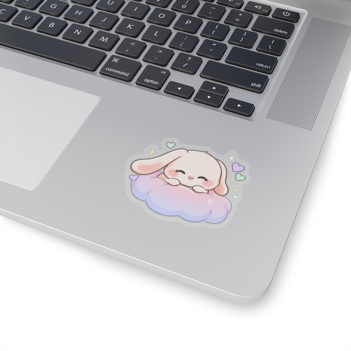 Kawaii Bunny Sticker on a Cloud for Cozy-Day Fans