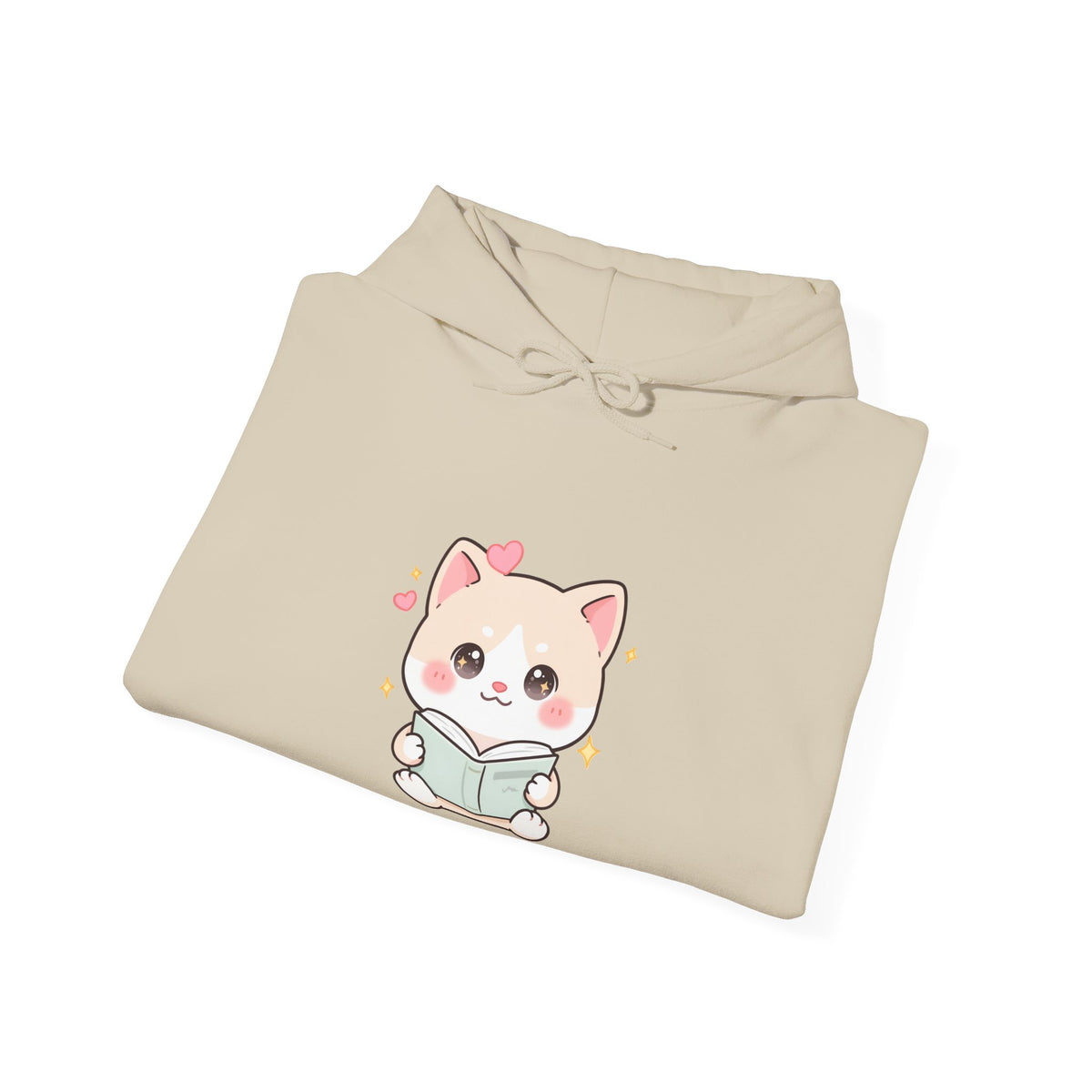 Kawaii Cat Reading Hoodie for Cozy Book Lovers