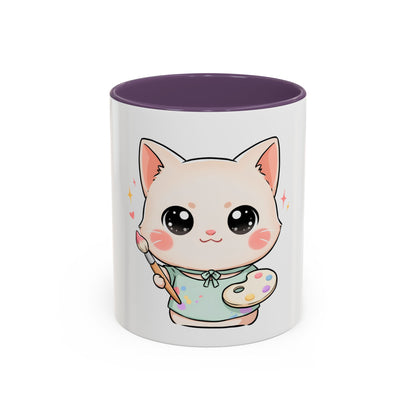Kawaii Cat Artist Accent Coffee Mug