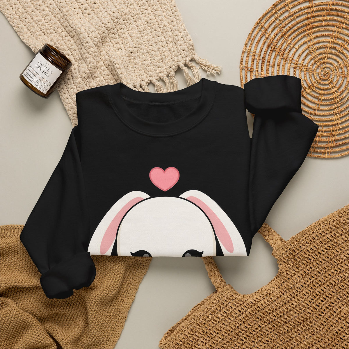 Kawaii Bunny Sweatshirt, Cozy Chibi Rabbit Crewneck