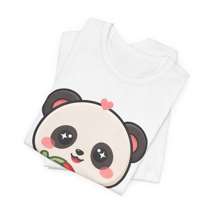 Kawaii Panda Strawberry T-Shirt – Sweet Chibi Animal Tee