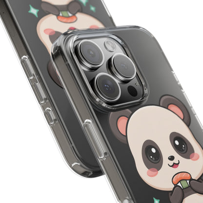 Kawaii Panda Sushi Phone Case, Clear Impact-Resistant Case