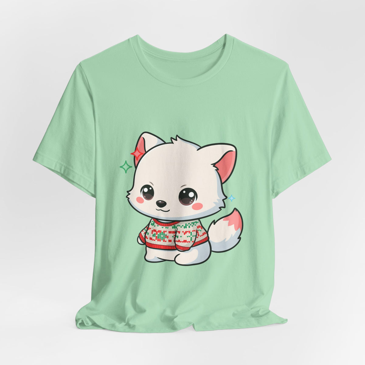 Kawaii Arctic Fox Christmas T-Shirt for Cute Holiday Fans