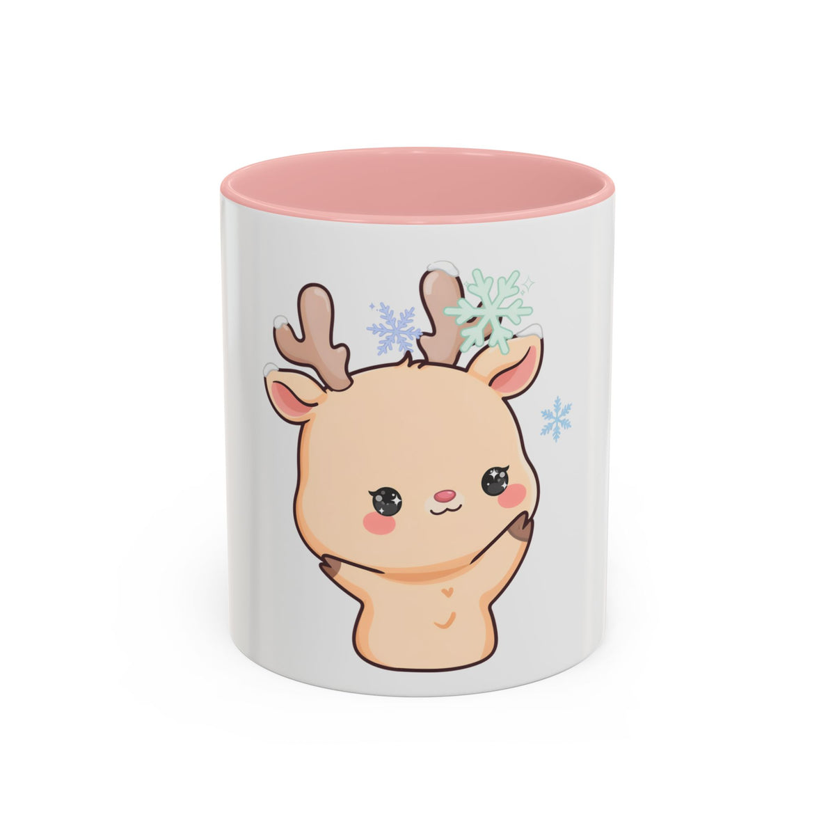 Kawaii Reindeer Accent Coffee Mug for Cozy Winter Sips