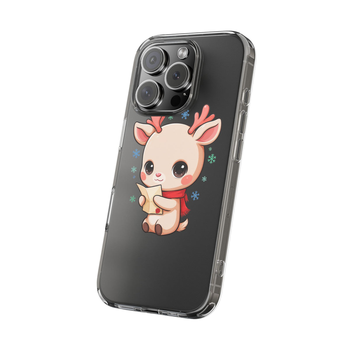 Christmas Reindeer Clear Impact-Resistant Phone Case