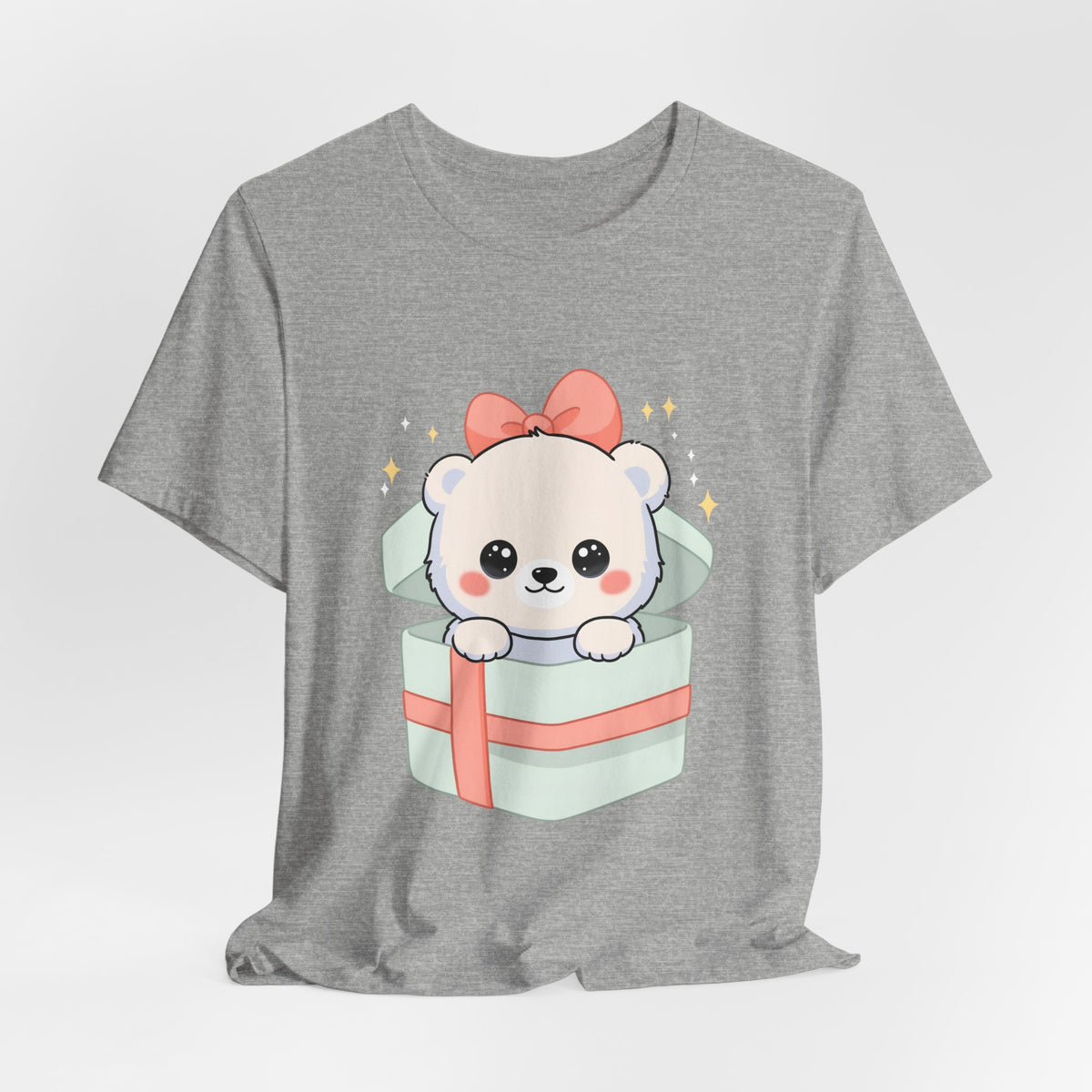 Kawaii Polar Bear Tee, Cute Gift Box Cub Unisex Shirt