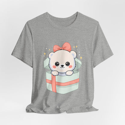 Kawaii Polar Bear Tee, Cute Gift Box Cub Unisex Shirt
