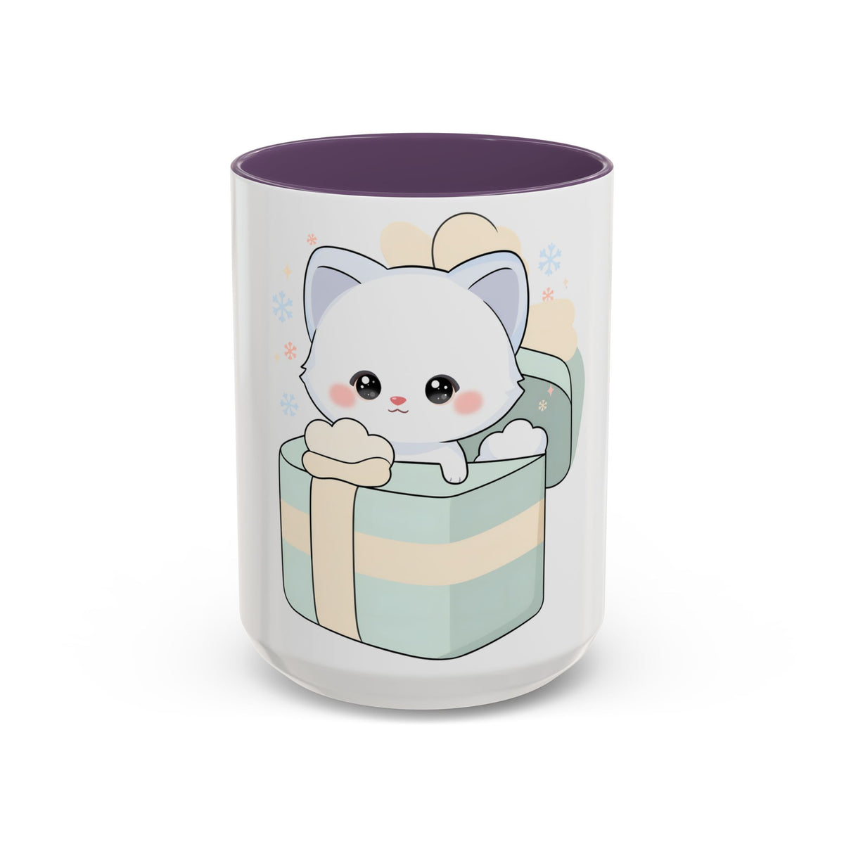 Kawaii Arctic Fox Mug, Cute Gift Box Accent Coffee Mug