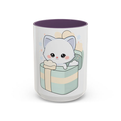 Kawaii Arctic Fox Mug, Cute Gift Box Accent Coffee Mug