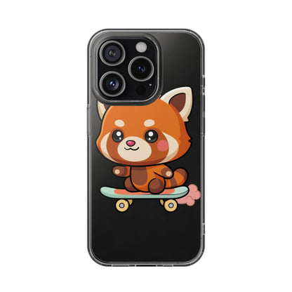 Red Panda Skateboard Phone Case, Cute Kawaii Style