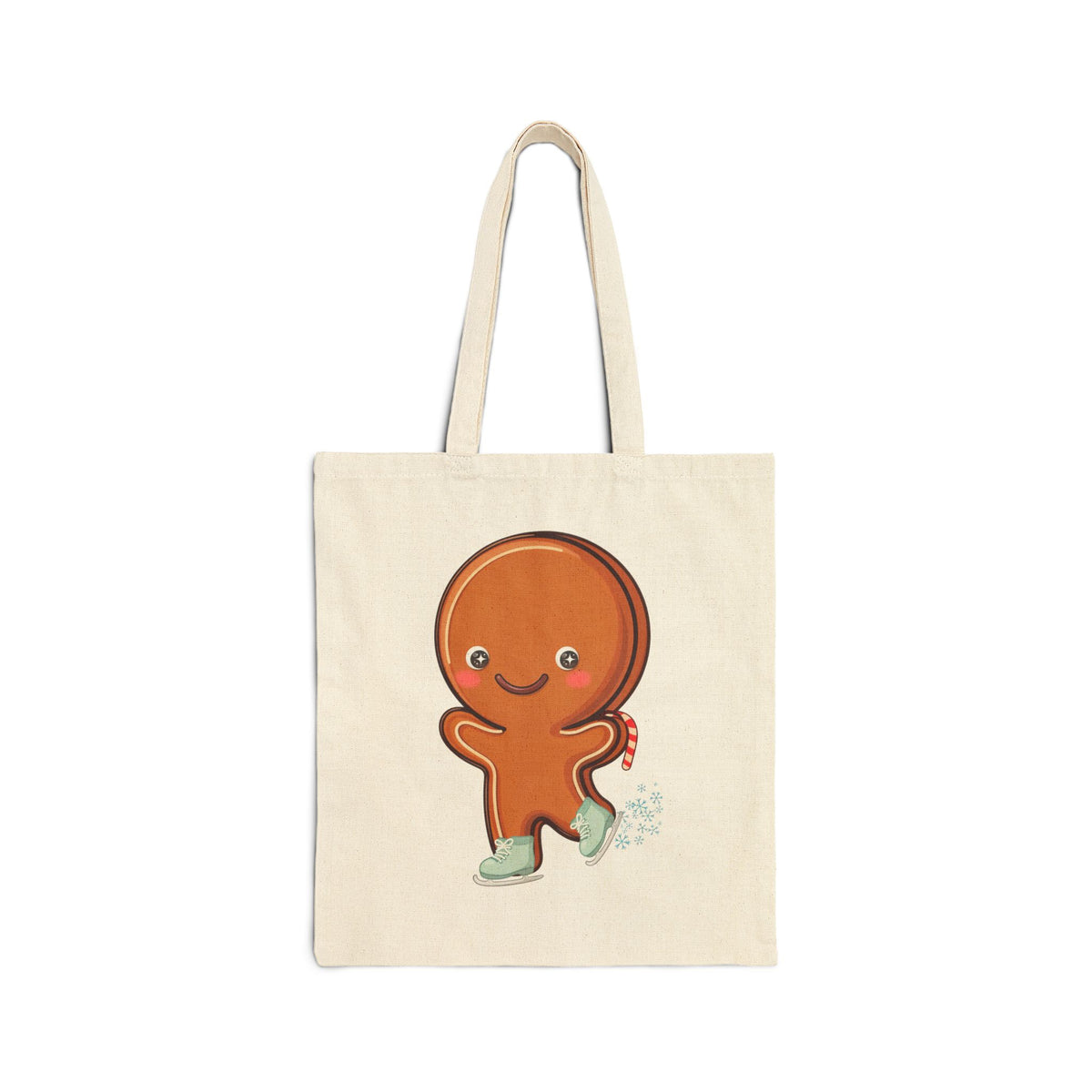 Gingerbread Man Tote Bag, Cute Ice Skating Christmas Gift