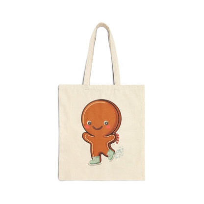 Gingerbread Man Tote Bag, Cute Ice Skating Christmas Gift