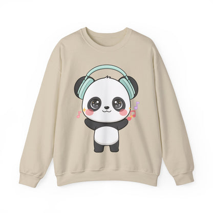 Kawaii Panda Music Sweatshirt, Cute Headphone Panda Crewneck