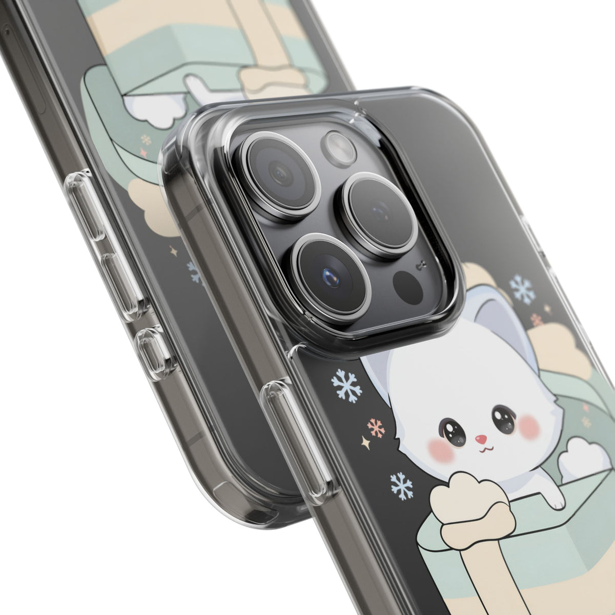 Kawaii Arctic Fox Clear Impact-Resistant Phone Case