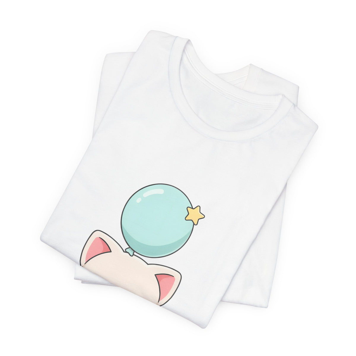 Kawaii Cat Balloon T-Shirt, Cute Chibi Kitty Tee