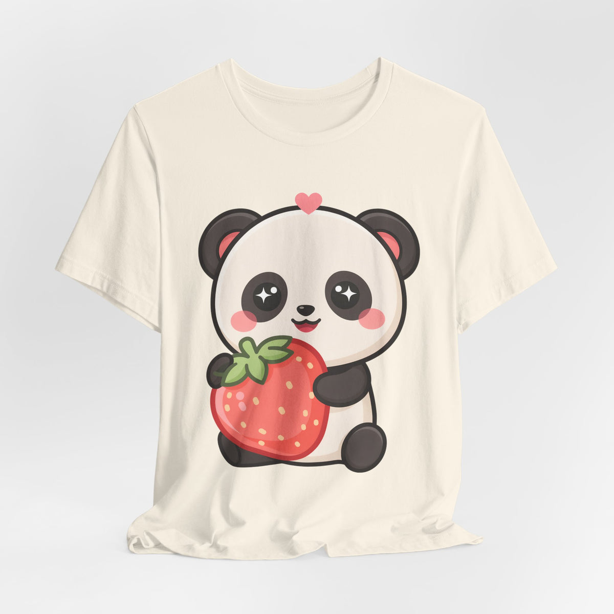 Kawaii Panda Strawberry T-Shirt – Sweet Chibi Animal Tee