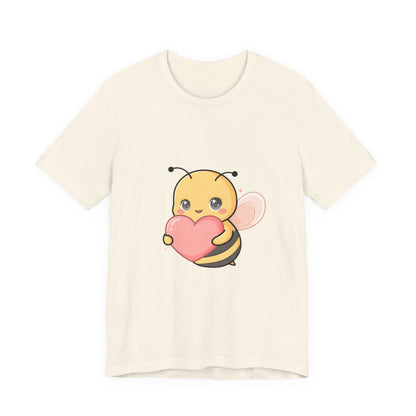 Kawaii Bee T-Shirt: Sweet Heart-Loving Unisex Tee