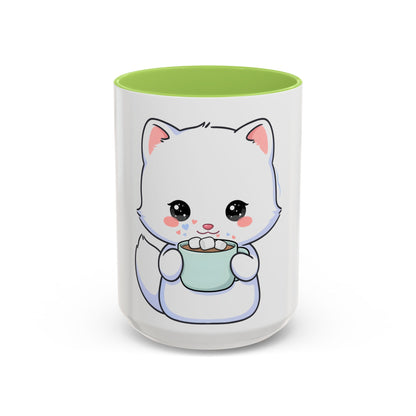 Kawaii Arctic Fox Mug – Cute Cocoa Lover Accent Coffee Mug