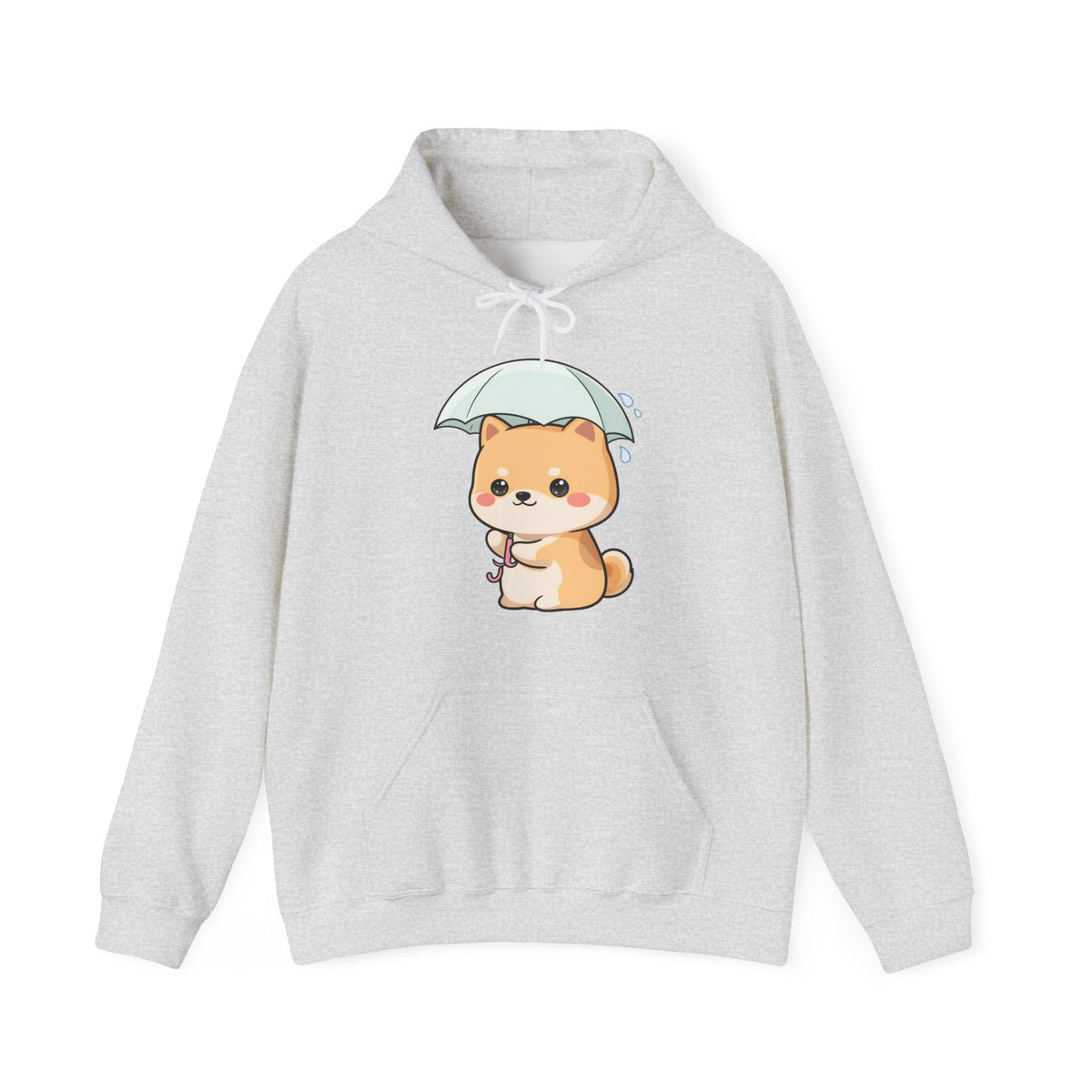 Kawaii Shiba Inu Hoodie, Cute Umbrella Dog Sweatshirt