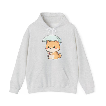 Kawaii Shiba Inu Hoodie, Cute Umbrella Dog Sweatshirt