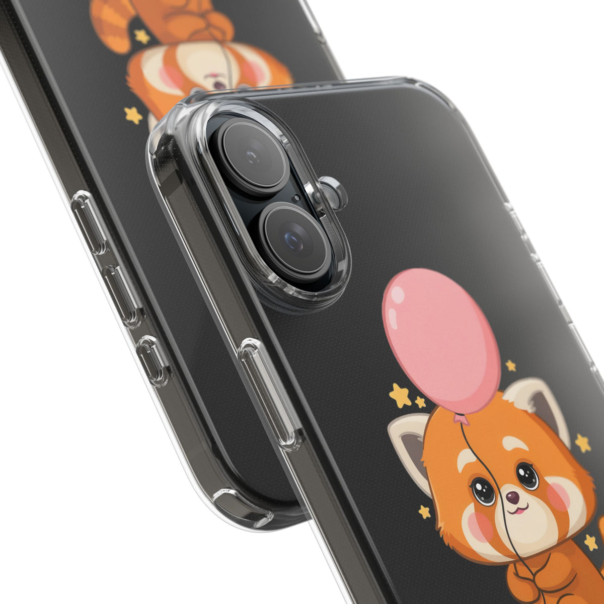 Kawaii Red Panda Clear Impact-Resistant Case with Balloon
