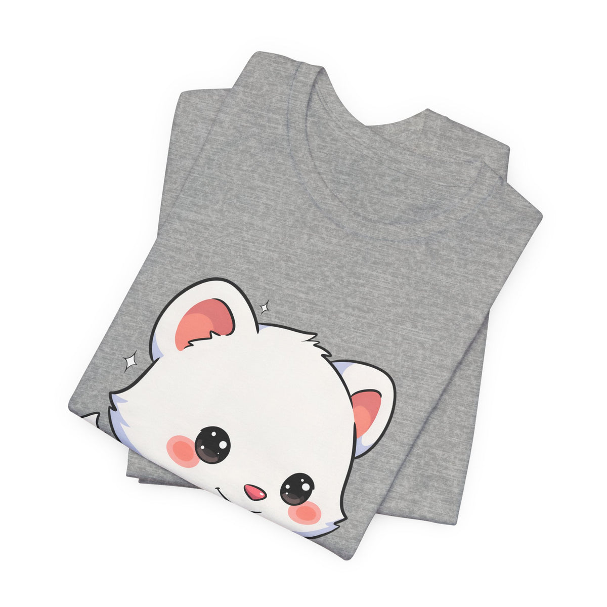 Kawaii Arctic Fox Sledding T-Shirt, Cute Unisex Tee