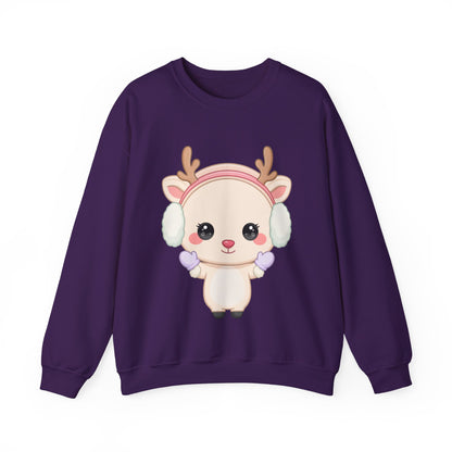 Kawaii Reindeer Sweatshirt, Cute Winter Crewneck