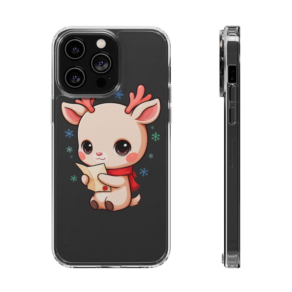 Christmas Reindeer Clear Impact-Resistant Phone Case