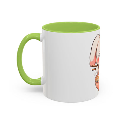 Kawaii Ramen Bunny Accent Coffee Mug, 11 oz or 15 oz