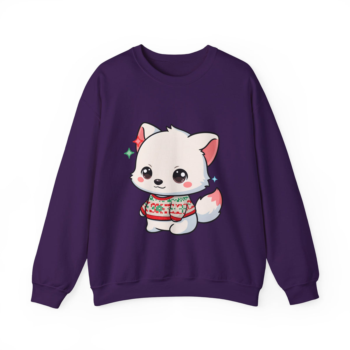 Kawaii Christmas Fox Sweatshirt, Cute Holiday Crewneck