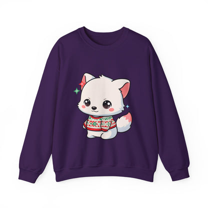 Kawaii Christmas Fox Sweatshirt, Cute Holiday Crewneck